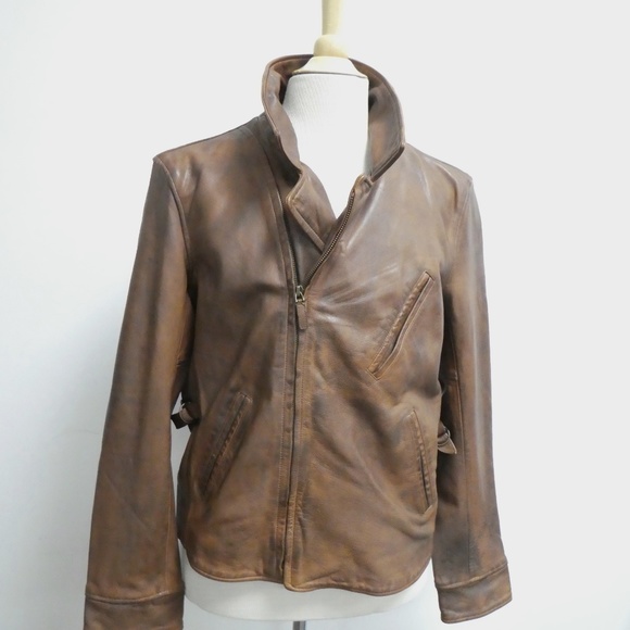 ralph lauren distressed leather jacket